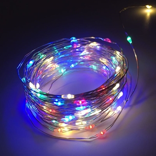 LED kobber lyskæde med multifarvet lys - 10 m